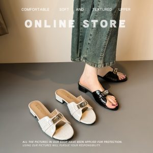 2026 New Summer Metal Buckle High Heel Open Toe Slippers Women's Bohemian Fashion Sandals Wholesale