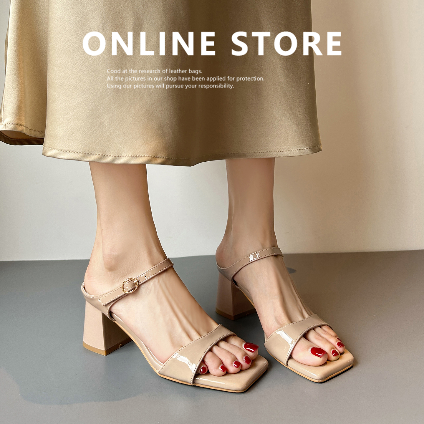 2026 Summer New Roman Style Women's Open Toe Strappy Block Heel Sandals 6.5cm Chunky Heel Slip On - Image 2