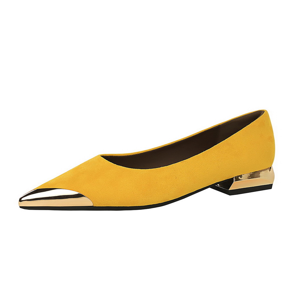 BIGWOOD Women's Pointed Toe Low Heel Suede Slip-On Shoes - European American Style Metal Accent - Image 5