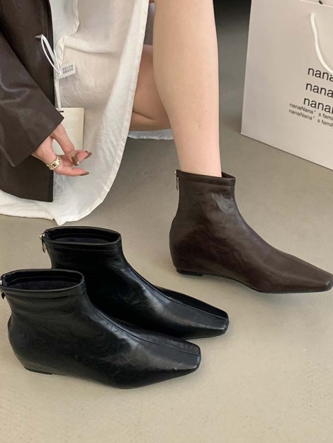 korean-style-new-flat-short-chelsea-boots-womens-low-heel-hidden-wedge-soft-leather-ankle-boots