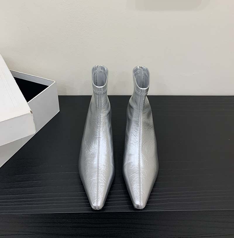 Pointed Toe Short Boots Women New 2025 Autumn Winter Slim Boots Wedge Heel French Low Heel Short Shaft Martin Boots - Image 4