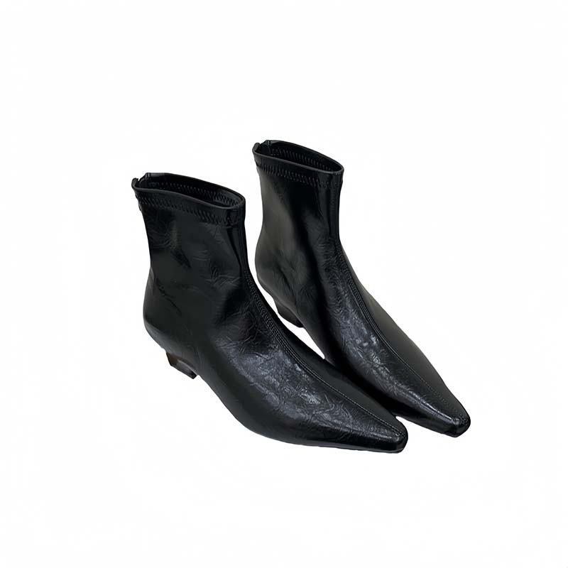 Pointed Toe Short Boots Women New 2025 Autumn Winter Slim Boots Wedge Heel French Low Heel Short Shaft Martin Boots - Image 5