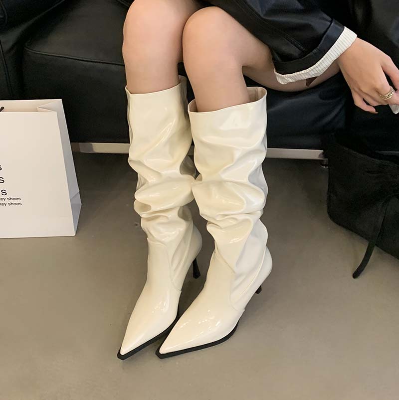 Retro Stacked Heel Women's High Heel Pointed Toe Over Knee Boots Autumn Winter New Style European American Knight Boots Western Cowboy Boots - Image 3