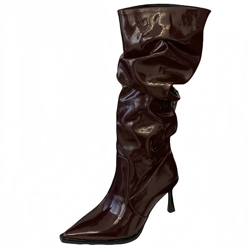 Retro Stacked Heel Women's High Heel Pointed Toe Over Knee Boots Autumn Winter New Style European American Knight Boots Western Cowboy Boots - Image 5