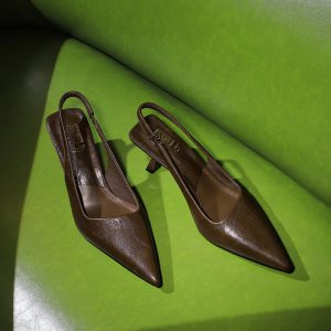 Women's Pointed Toe Cutout Mid Heel Slingback Shoes for Banquet - European American Style