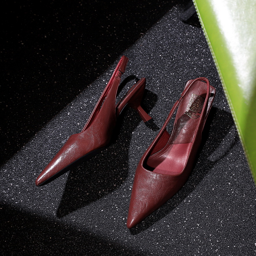 Women's Pointed Toe Cutout Mid Heel Slingback Shoes for Banquet - European American Style - Image 3