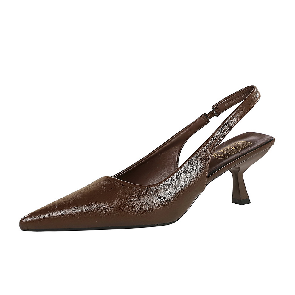 Women's Pointed Toe Cutout Mid Heel Slingback Shoes for Banquet - European American Style - Image 5